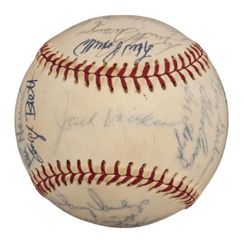 1973 Kansas City Royals Team Signed Baseball Signed By (27) Including Brett Rookie Signature